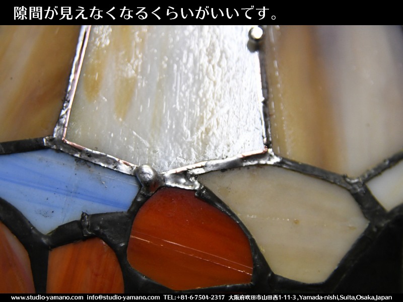 隙間が見えなくなるくらいがいいです。
