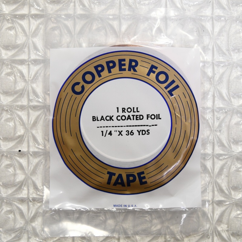 カパーテープ　1/4 Blackの2本セット(接着面が黒色)  新品　匿名配送 カッパーテープ_エドコ_幅：1/4inch(6.4mm)_裏面：黒色_厚さ